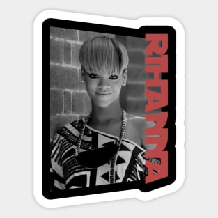 rihanna short blonde hair - monochrome style Sticker